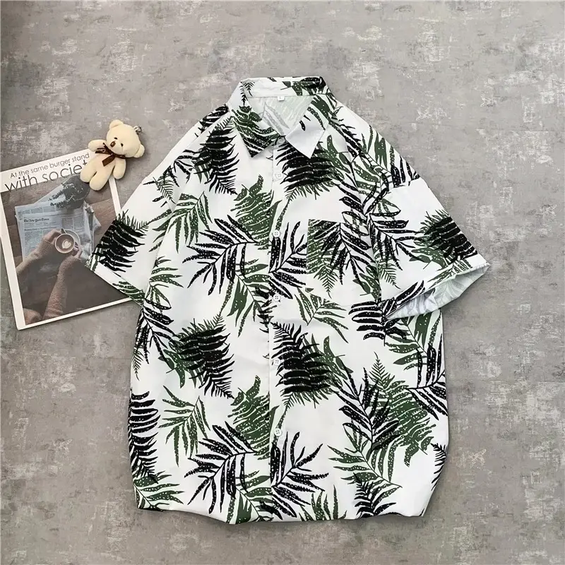 Hawaiian Printed Men's Shirt with Ruff and Belt