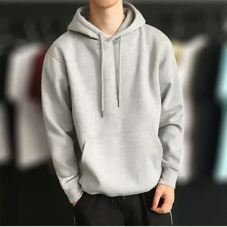 2020 Velvet Hooded Sweatshirt Black Men Loose Fit - Image 7
