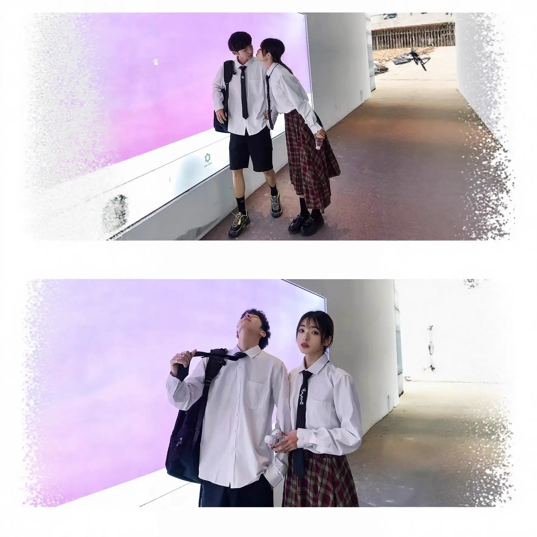 Men White Tie Shirt Long Sleeve College Suit Top - Image 5