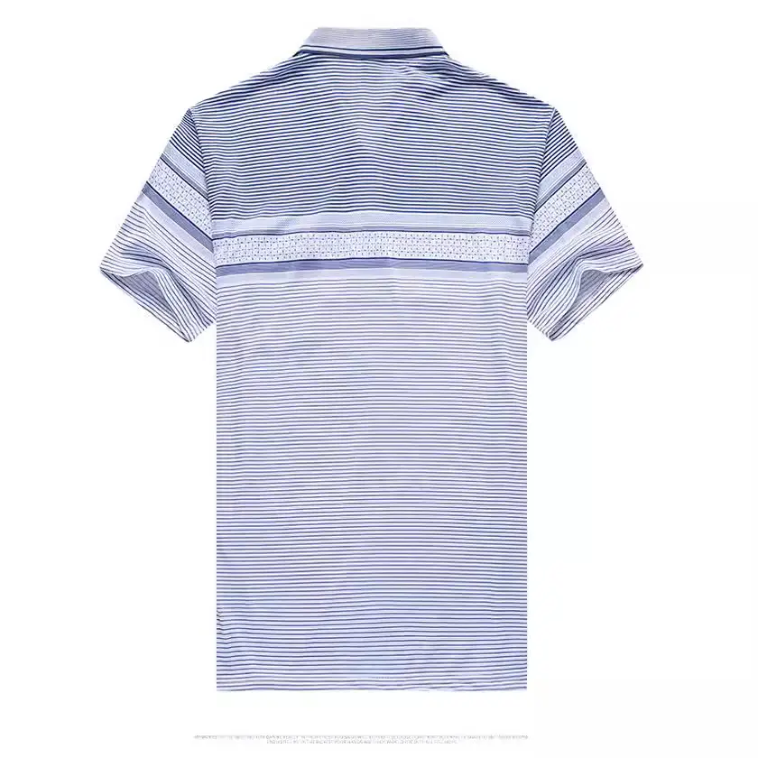 Men Striped Polo T-Shirt Blue Medium to XL