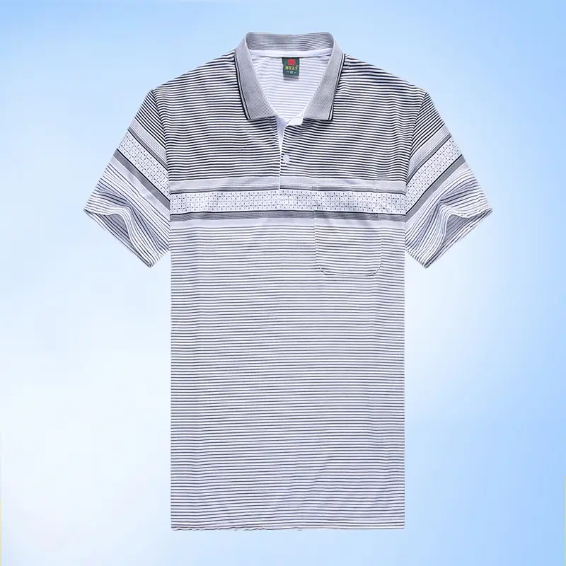 Men Striped Polo T-Shirt Blue Medium to XL