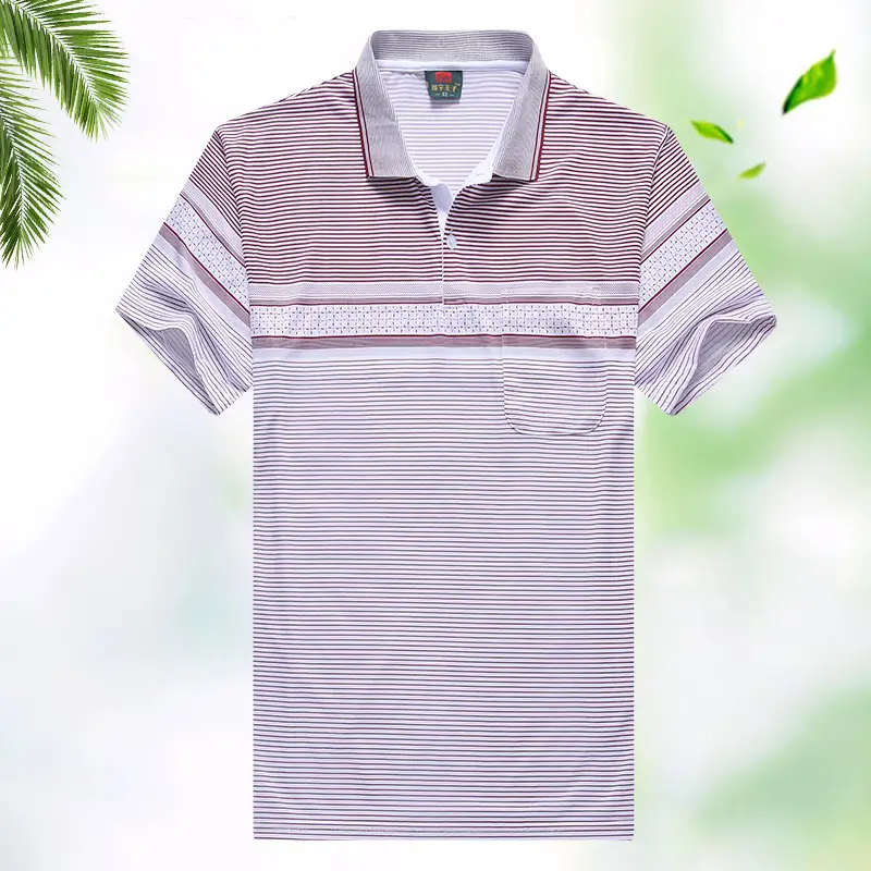 Men Striped Polo T-Shirt Blue Medium to XL
