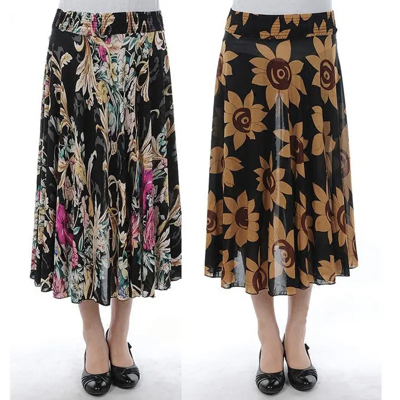 Black Floral Ice Silk Skirt for Women Summer Wear - Image 23