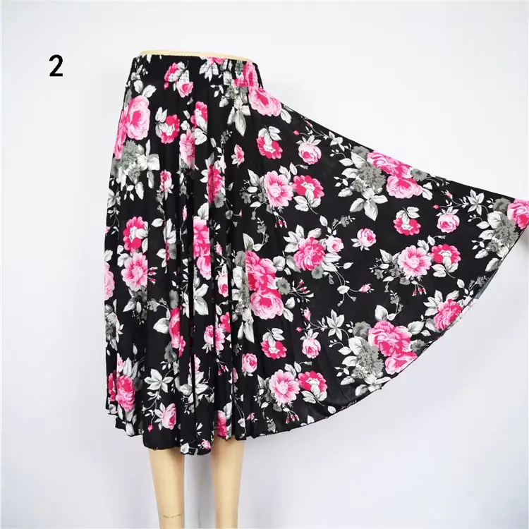 Black Floral Ice Silk Skirt for Women Summer Wear - Image 25