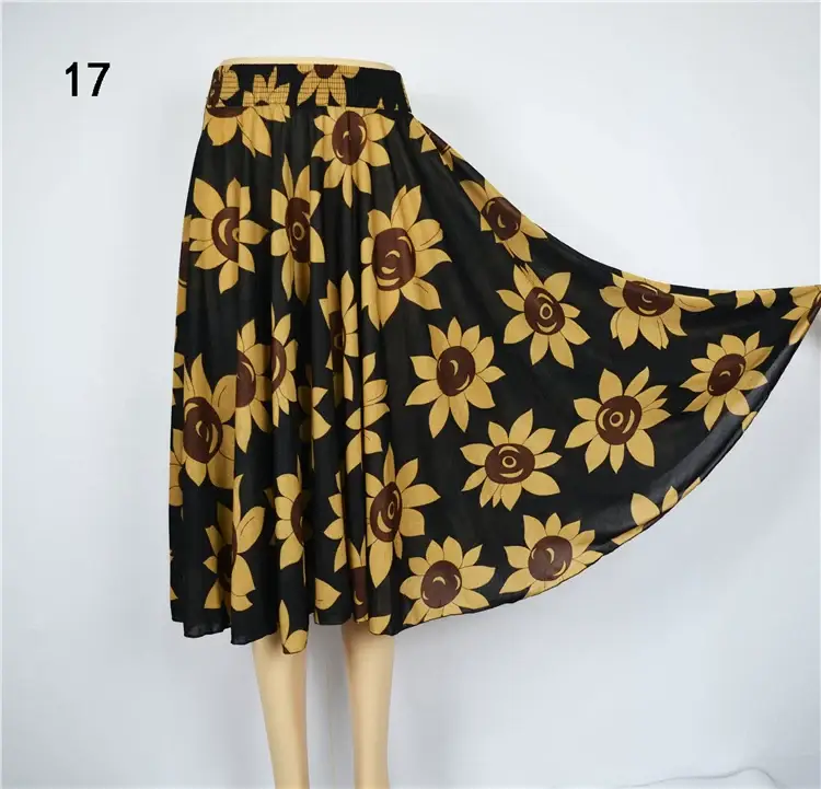 Black Floral Ice Silk Skirt for Women Summer Wear — feature 14