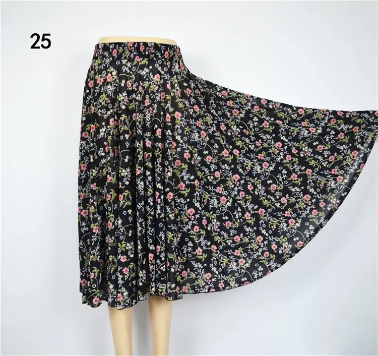 Black Floral Ice Silk Skirt for Women Summer Wear — feature 16