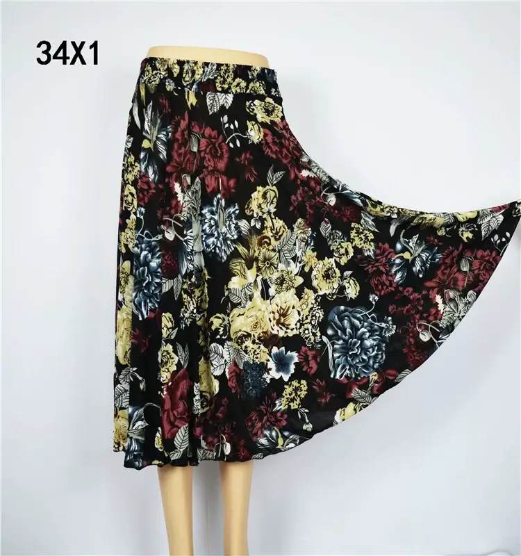 Black Floral Ice Silk Skirt for Women Summer Wear — feature 17