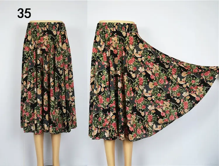 Black Floral Ice Silk Skirt for Women Summer Wear — feature 18