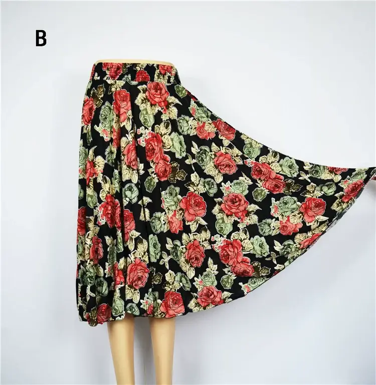 Black Floral Ice Silk Skirt for Women Summer Wear — feature 22