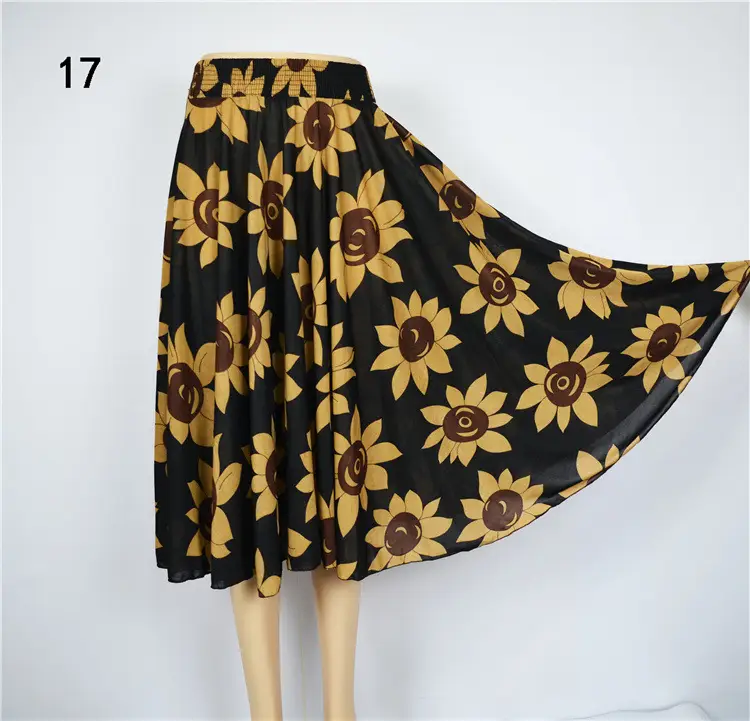 Black Floral Ice Silk Skirt for Women Summer Wear - Image 10