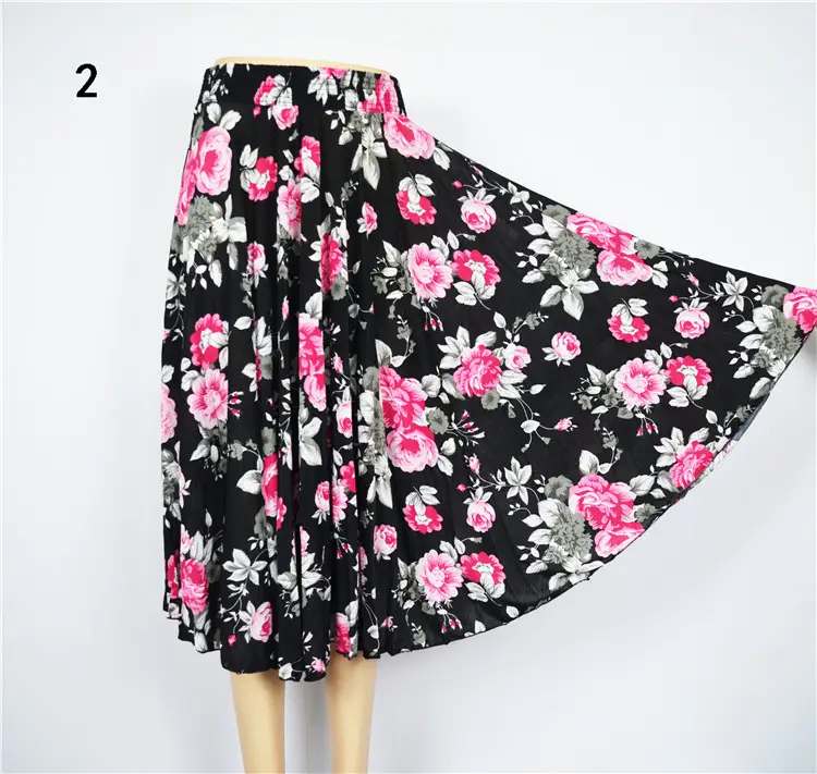 Black Floral Ice Silk Skirt for Women Summer Wear - Image 12