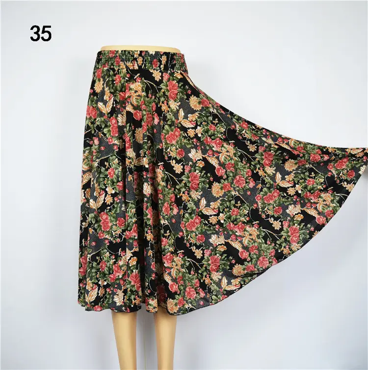 Black Floral Ice Silk Skirt for Women Summer Wear - Image 2