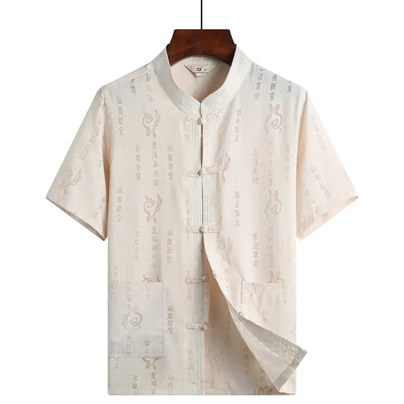 White Embroidered Linen Dad Suit for Men 50-60 - Image 7
