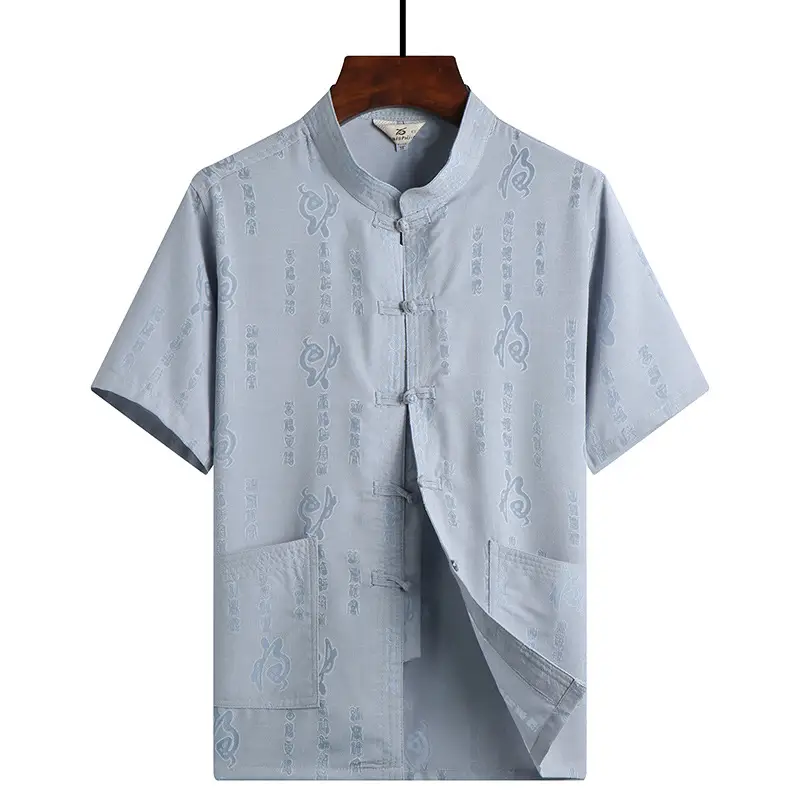 White Embroidered Linen Dad Suit for Men 50-60 - Image 8