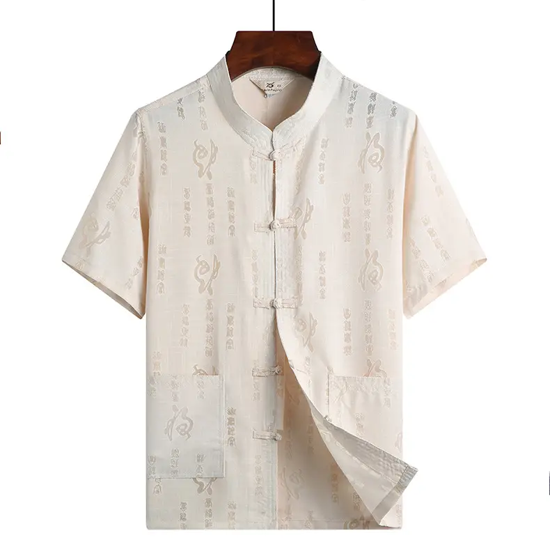 White Embroidered Linen Dad Suit for Men 50-60 — feature 10