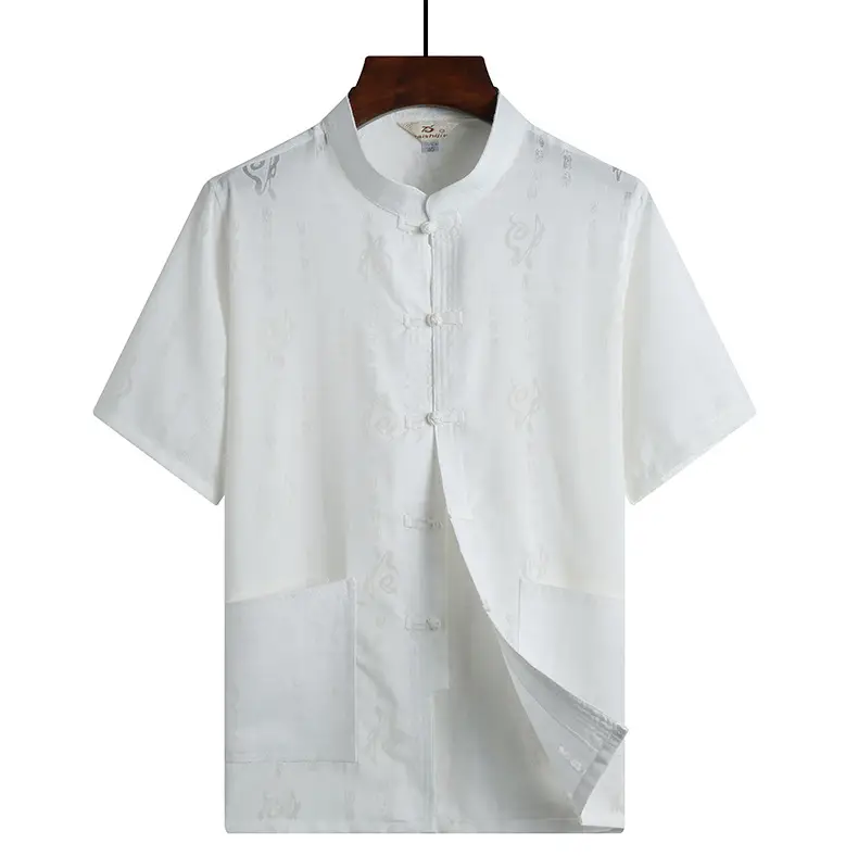 White Embroidered Linen Dad Suit for Men 50-60 — feature 12
