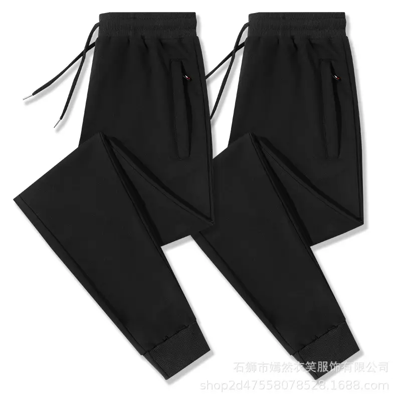 Men Grey Cotton Casual Trousers Spring Autumn Sweatpants - Image 8