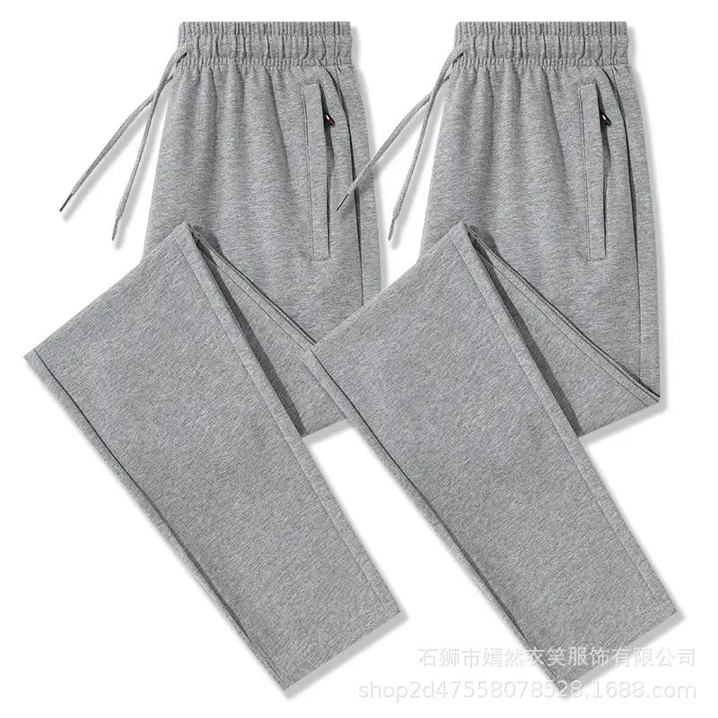 Men Grey Cotton Casual Trousers Spring Autumn Sweatpants - Image 9