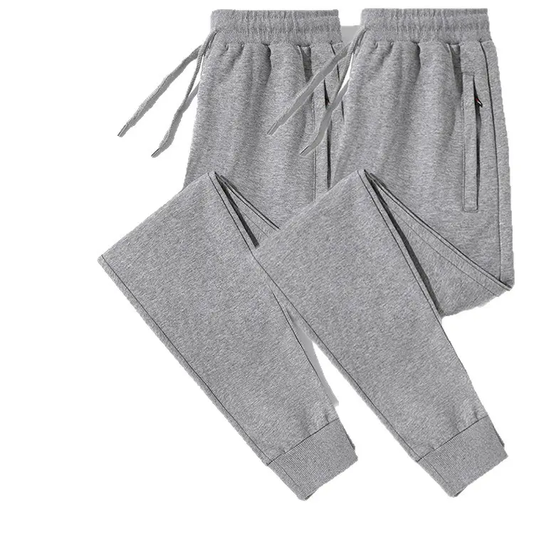 Men Grey Cotton Casual Trousers Spring Autumn Sweatpants - Image 10
