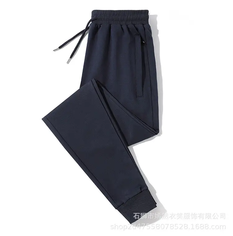 Men Grey Cotton Casual Trousers Spring Autumn Sweatpants - Image 3