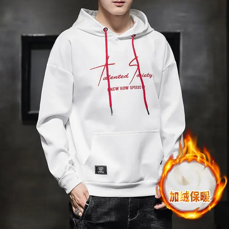Men's White Hooded Sweatshirt with Red Print - Image 4