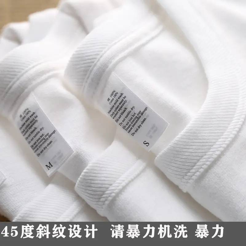 Women Men 300g White Cotton T-Shirt Short Sleeve