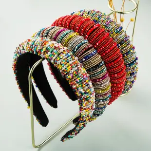 European American Fashion Beaded Hair Hoop Ball Wide Bristle — feature 17