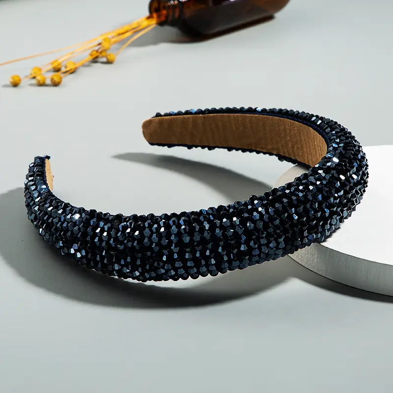 European American Fashion Beaded Hair Hoop Ball Wide Bristle - Image 2