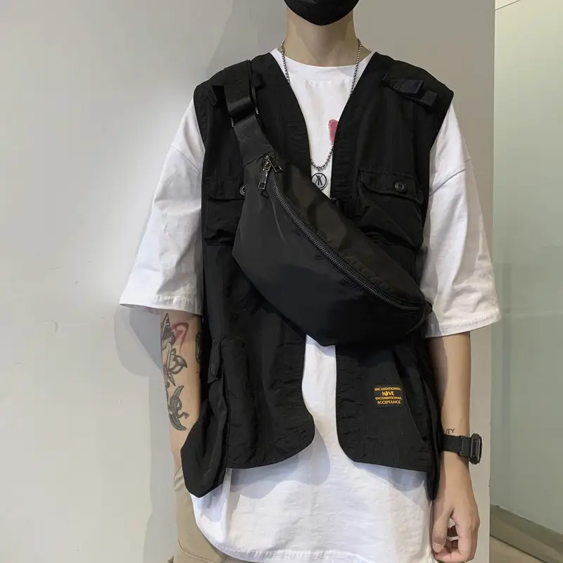 Men's Black Oxford Crossbody Bag Large Capacity - Image 4