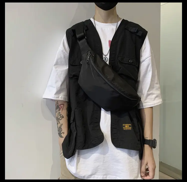 Men's Black Oxford Crossbody Bag Large Capacity — feature 8