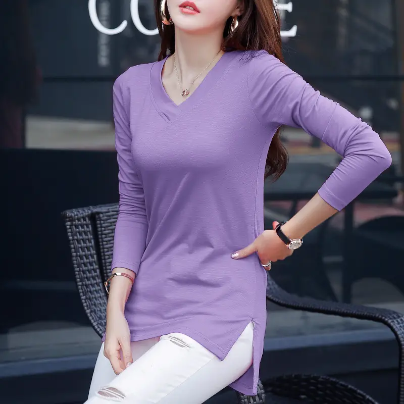 Women Black V-Neck Long Sleeve Top 2021 - Image 5