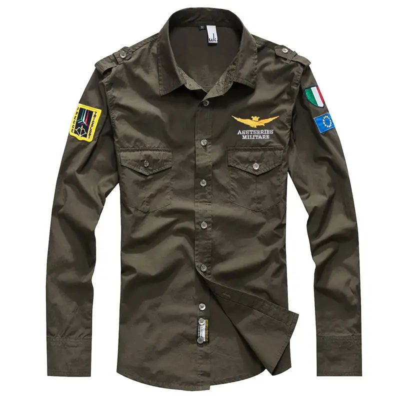 Men's Air Force One Long Sleeve Shirt Olive Green - Image 4