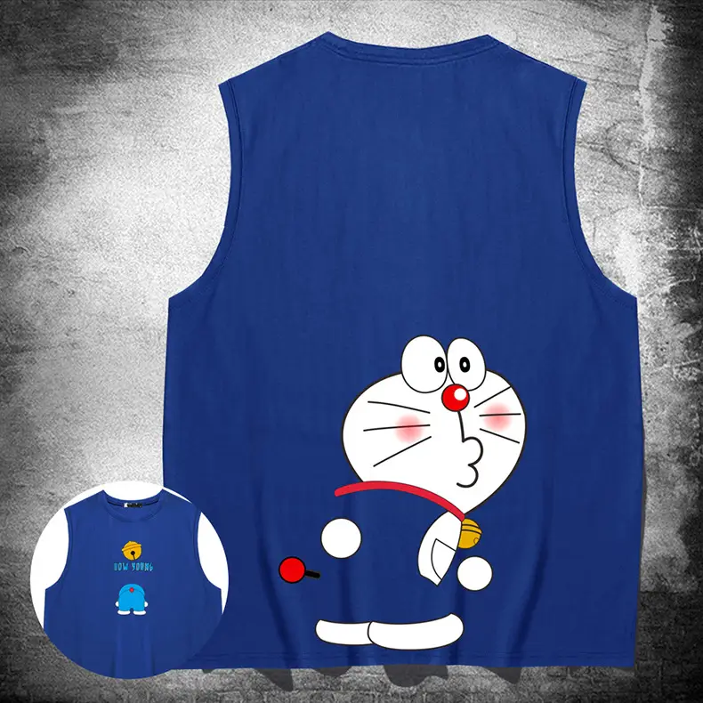 Doraemon Sleeveless Waistcoat Vest Blue Pure Cotton - Image 11