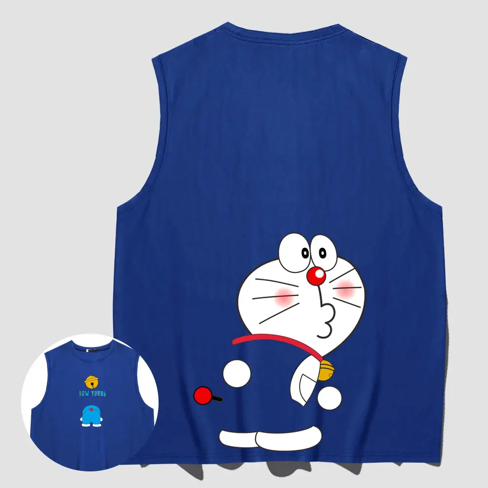 Doraemon Sleeveless Waistcoat Vest Blue Pure Cotton - Image 5