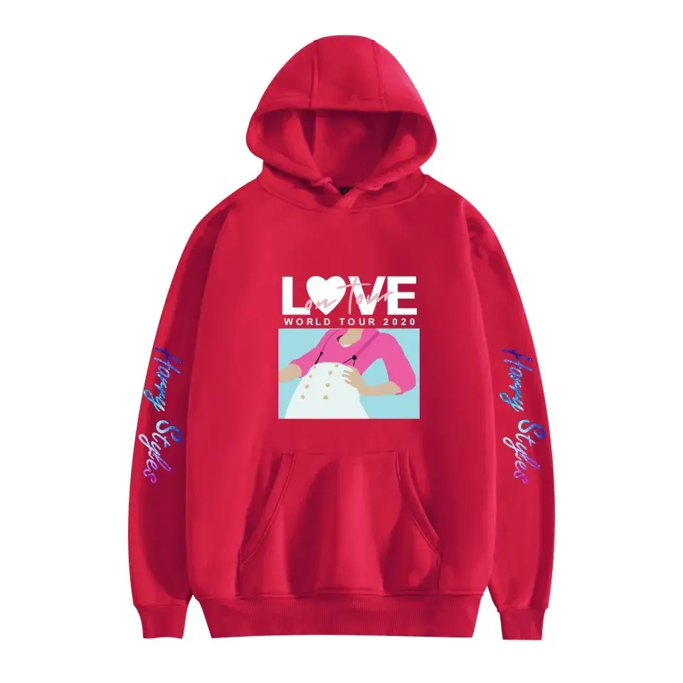 Red Hooded Sweatshirt with Love Print for Men Women