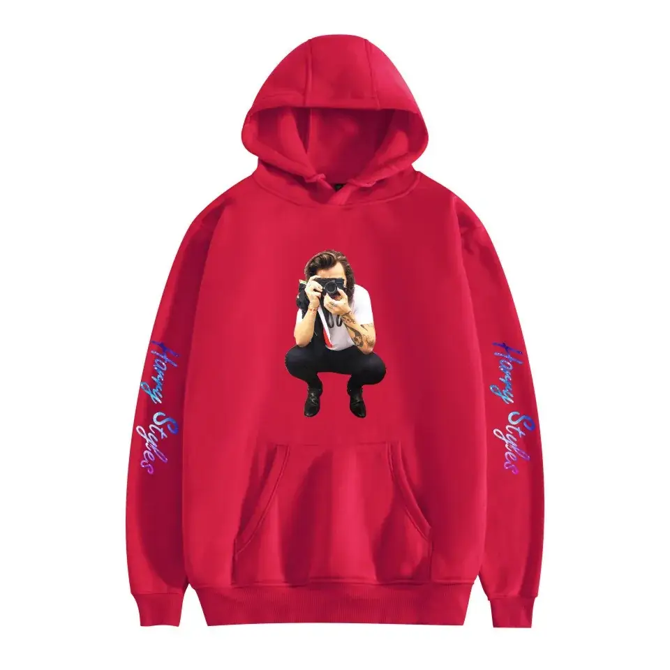 Red Hooded Sweatshirt with Love Print for Men Women