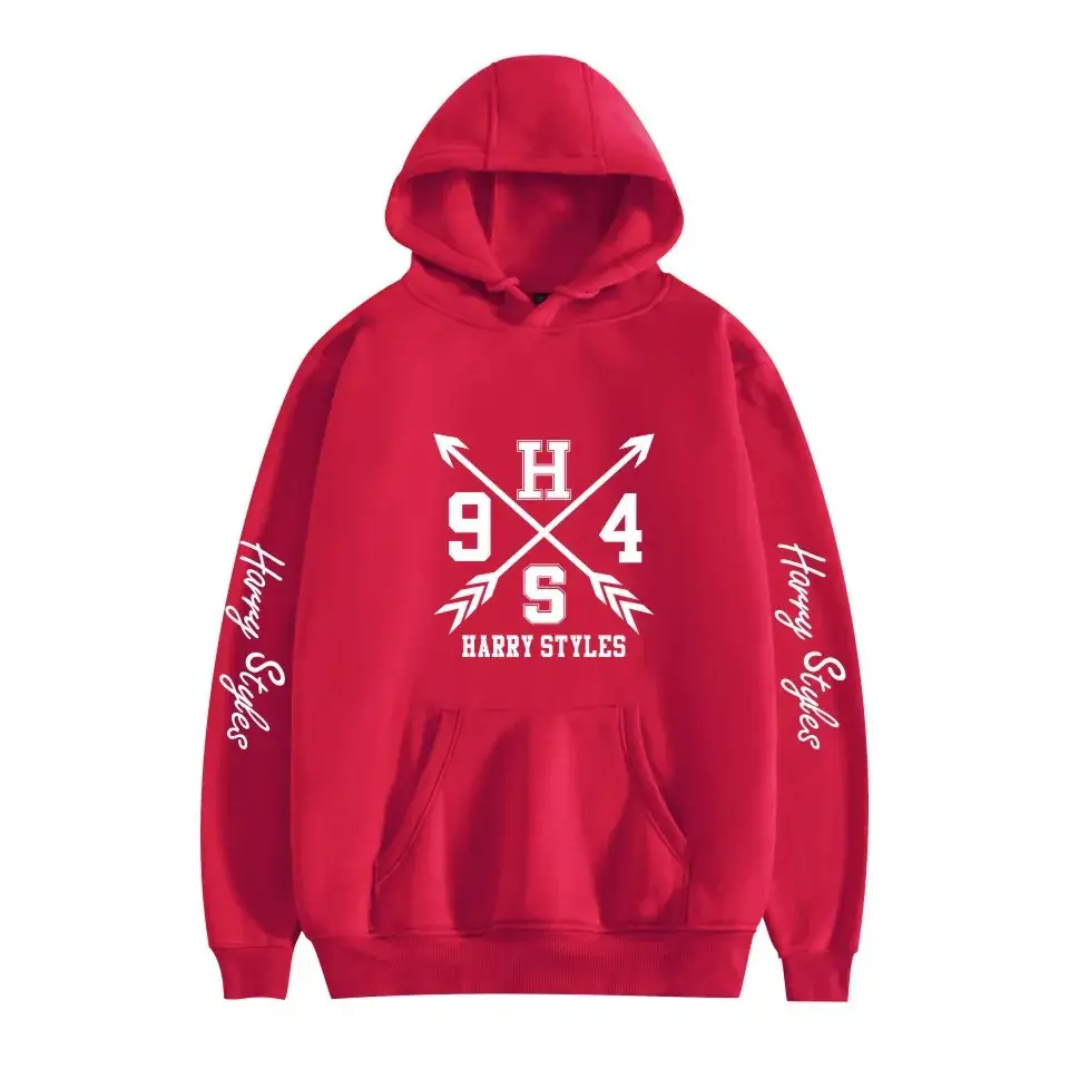 Red Hooded Sweatshirt with Love Print for Men Women