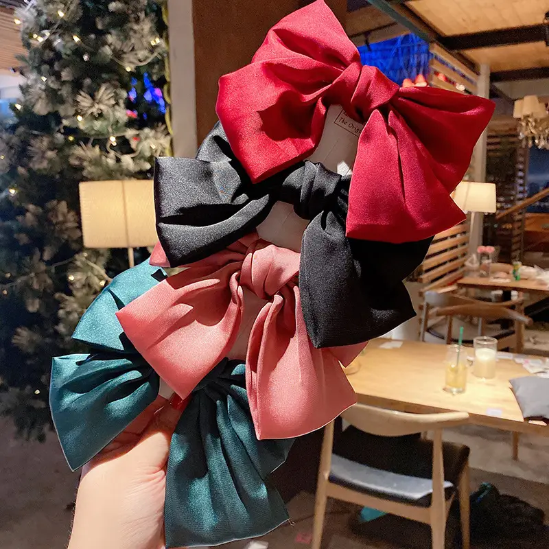 Japanese Satin Large Bow Hairpin Red Clip - Image 11