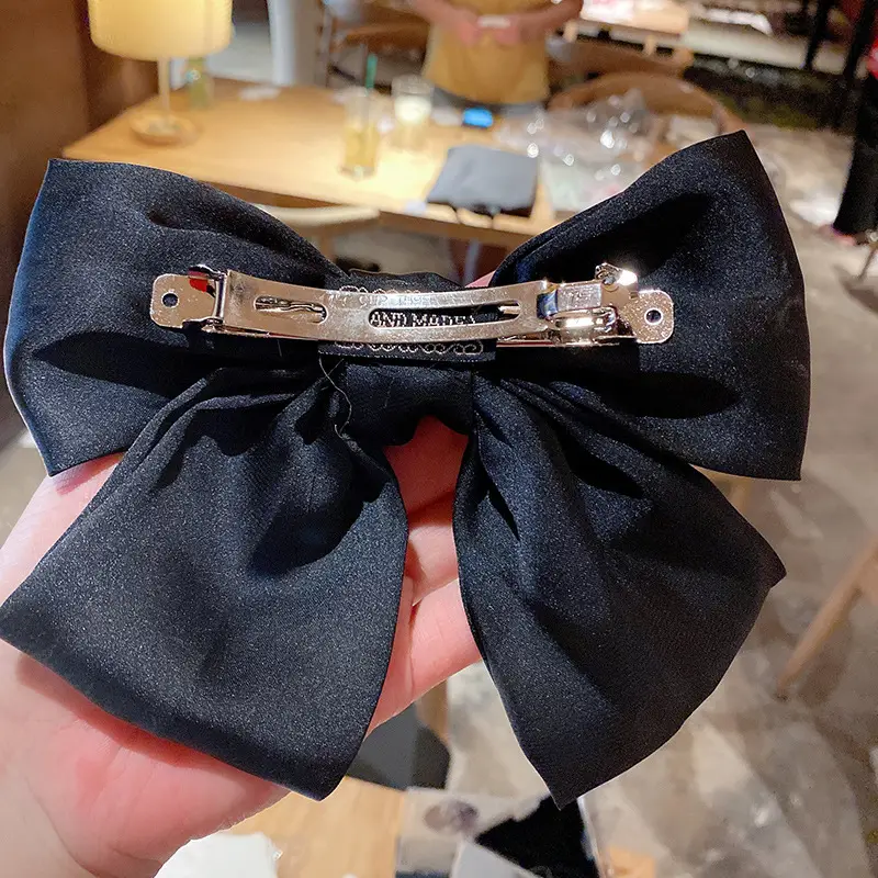 Japanese Satin Large Bow Hairpin Red Clip - Image 13