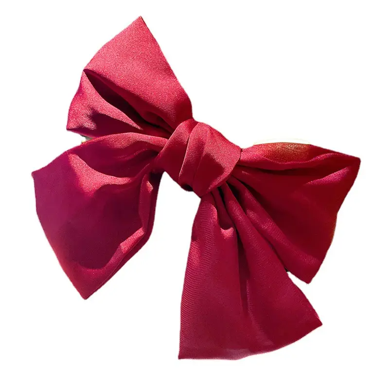 Japanese Satin Large Bow Hairpin Red Clip - Image 14