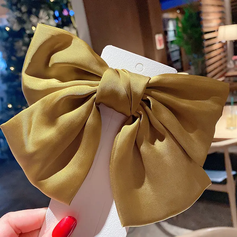 Japanese Satin Large Bow Hairpin Red Clip - Image 4