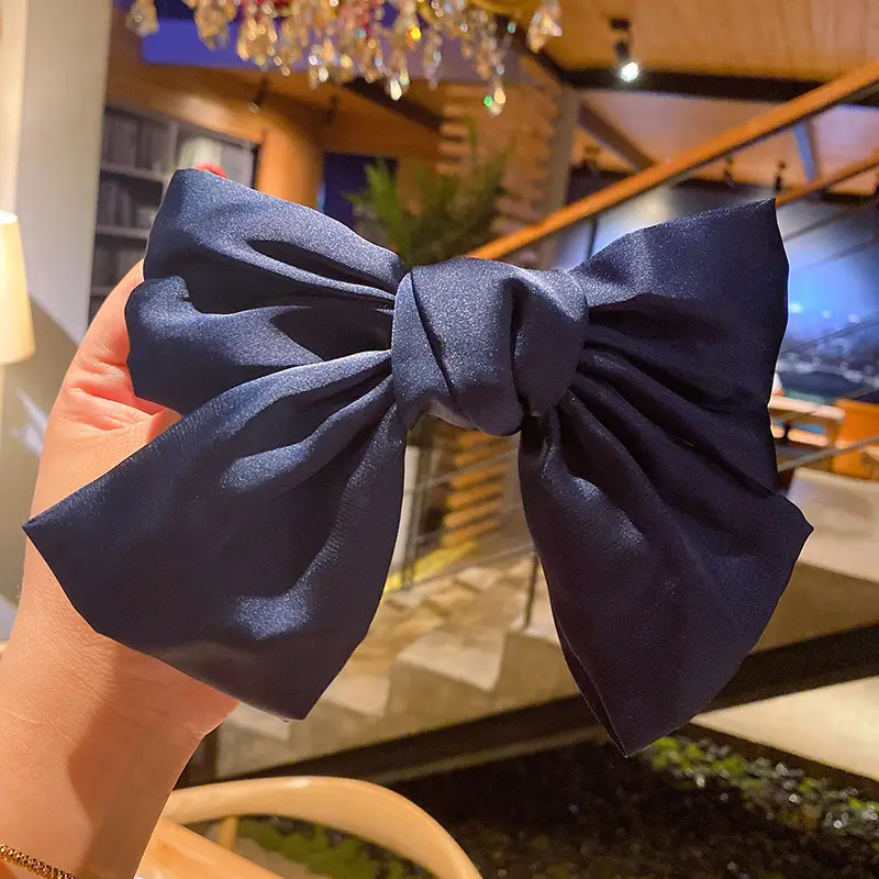 Japanese Satin Large Bow Hairpin Red Clip - Image 5