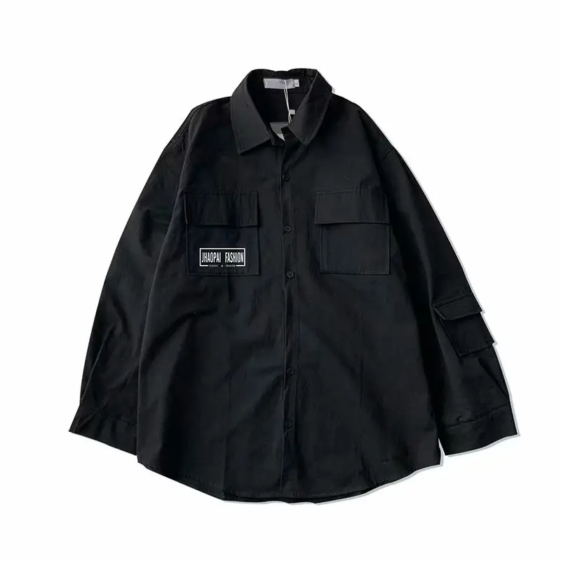 Vintage Korean Style Men's Loose Fit Shirt Grey