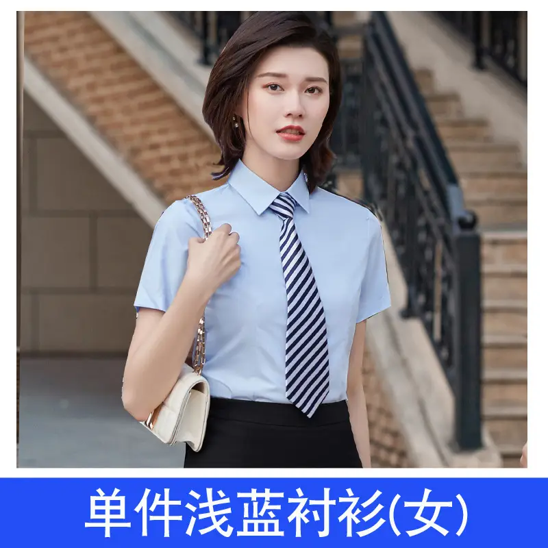 Women Blue Short Sleeve Embroidered Shirt - Image 11