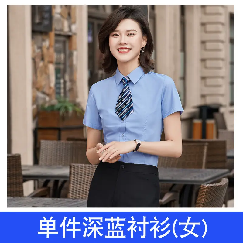 Women Blue Short Sleeve Embroidered Shirt - Image 12