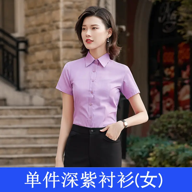 Women Blue Short Sleeve Embroidered Shirt - Image 14