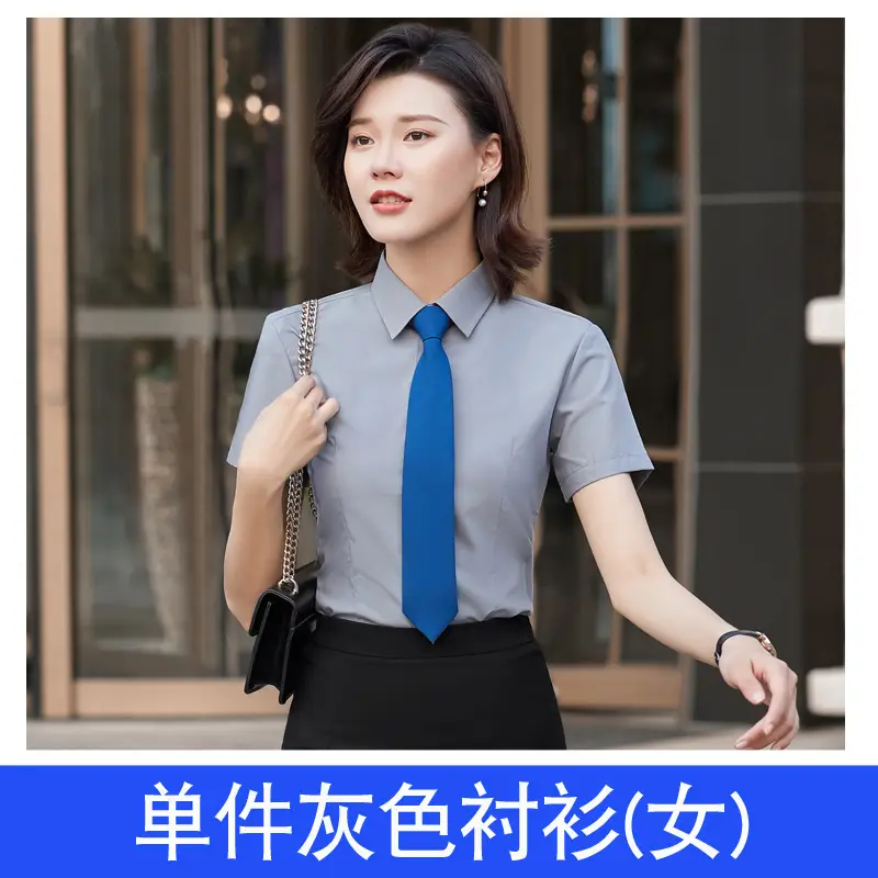 Women Blue Short Sleeve Embroidered Shirt - Image 15
