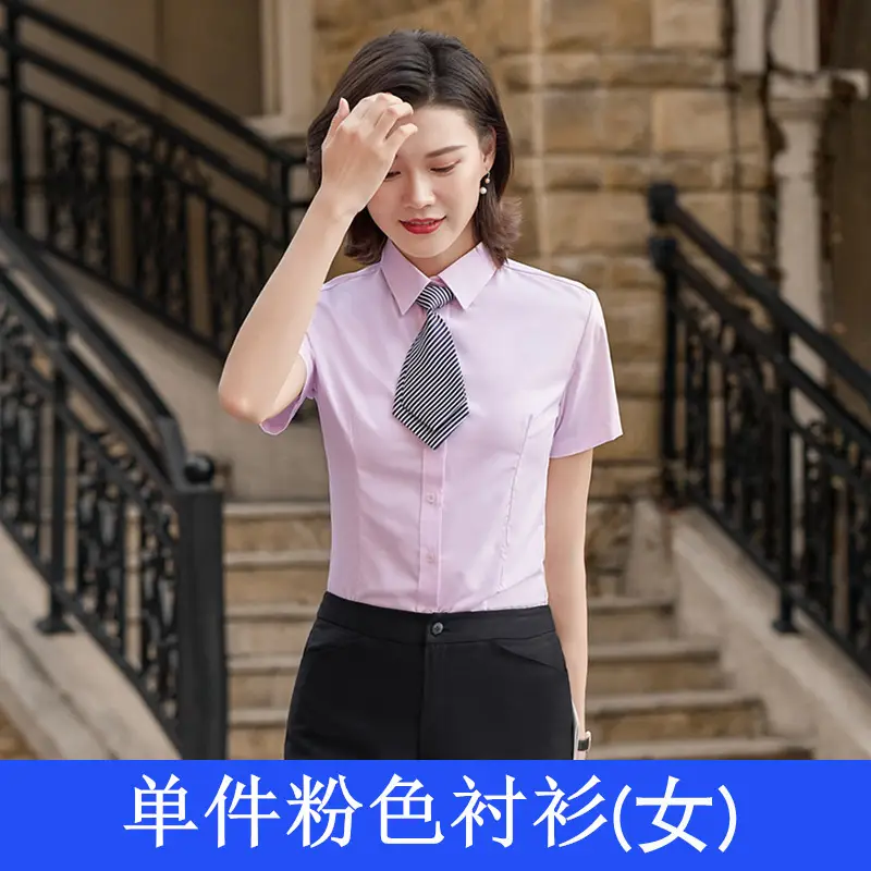 Women Blue Short Sleeve Embroidered Shirt - Image 17