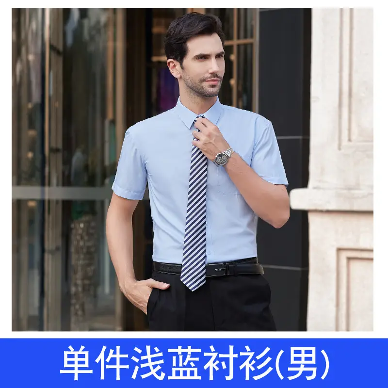 Women Blue Short Sleeve Embroidered Shirt - Image 2