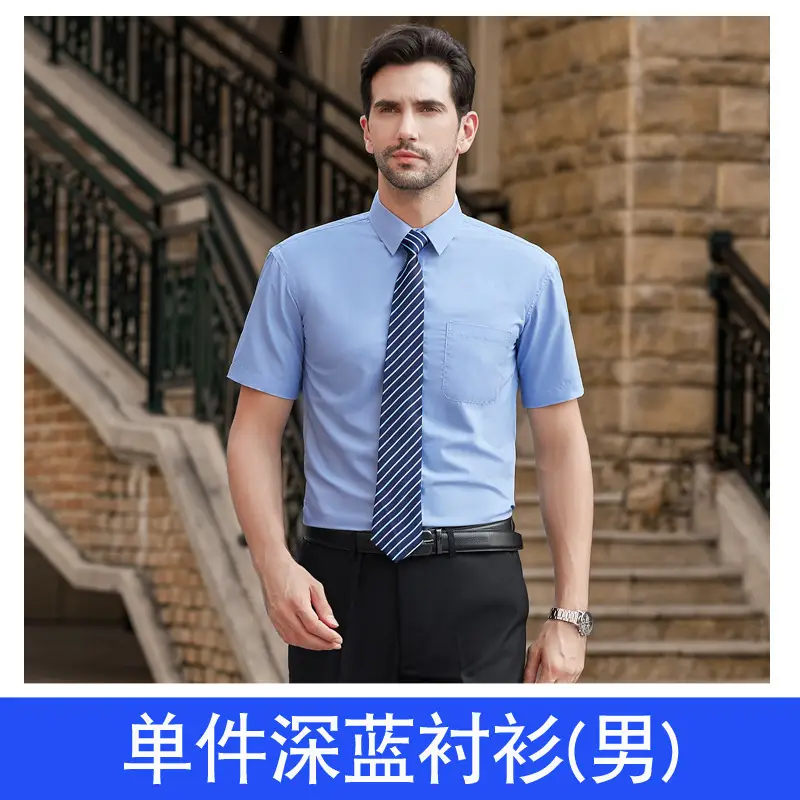Women Blue Short Sleeve Embroidered Shirt - Image 3